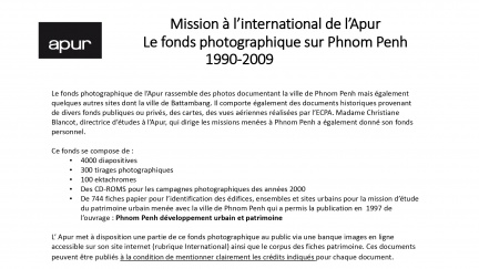 Fonds Phnom Penh Apur - Présentation